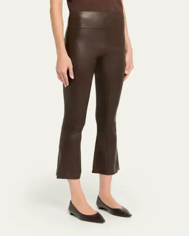 SPRWMN High-Waist Flare-Leg Cropped Leather Leggings | Thumbnail 9
