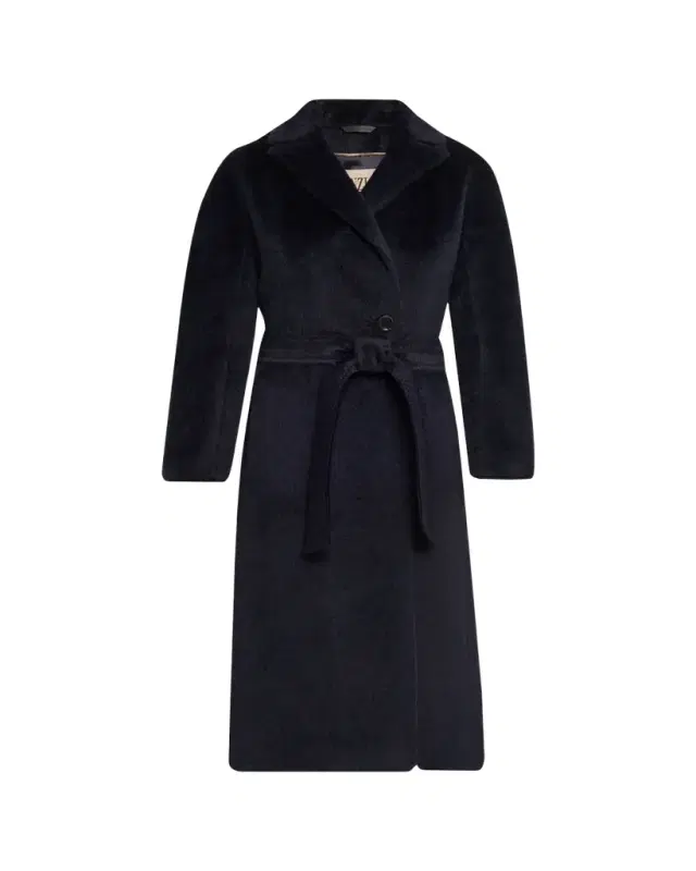 Pressed Alpaca Wool Blend Wrap Coat