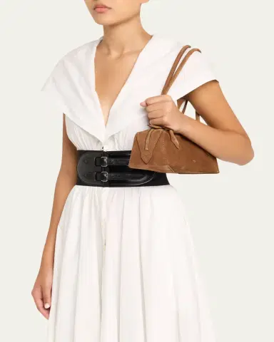 ALAÏA Le Teckel Medium Suede Shoulder Bag | Thumbnail 2 ALAÏA Le Teckel Medium Suede Shoulder Bag | Thumbnail 2