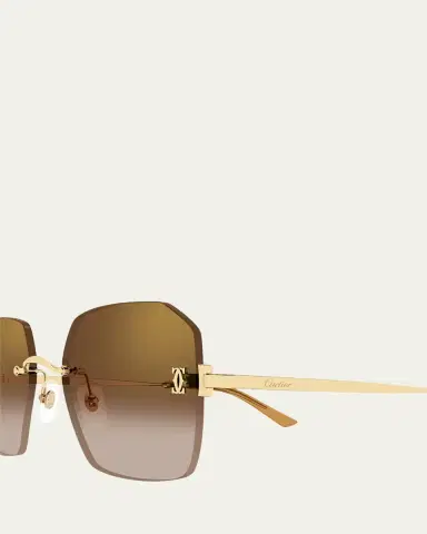 Cartier C de Rectangular Metal Sunglasses | Thumbnail 3