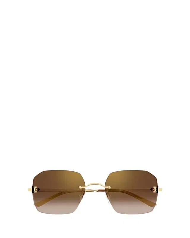 Cartier C de  Rectangular Metal Sunglasses