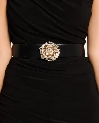 McQueen Crystal-Buckle Calf Leather Belt | Thumbnail 2
