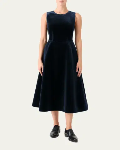 Akris Sleeveless Velvet Midi Cocktail Dress | Thumbnail 2 Akris Sleeveless Velvet Midi Cocktail Dress | Thumbnail 2