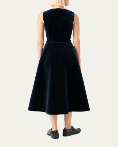 Akris Sleeveless Velvet Midi Cocktail Dress | Thumbnail 3 Akris Sleeveless Velvet Midi Cocktail Dress | Thumbnail 3