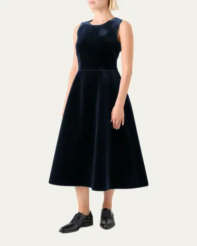 Akris Sleeveless Velvet Midi Cocktail Dress | Thumbnail 4 Akris Sleeveless Velvet Midi Cocktail Dress | Thumbnail 4