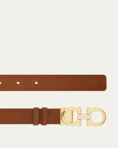 Ferragamo Donna Suede Double Gancini Belt | Thumbnail 4
