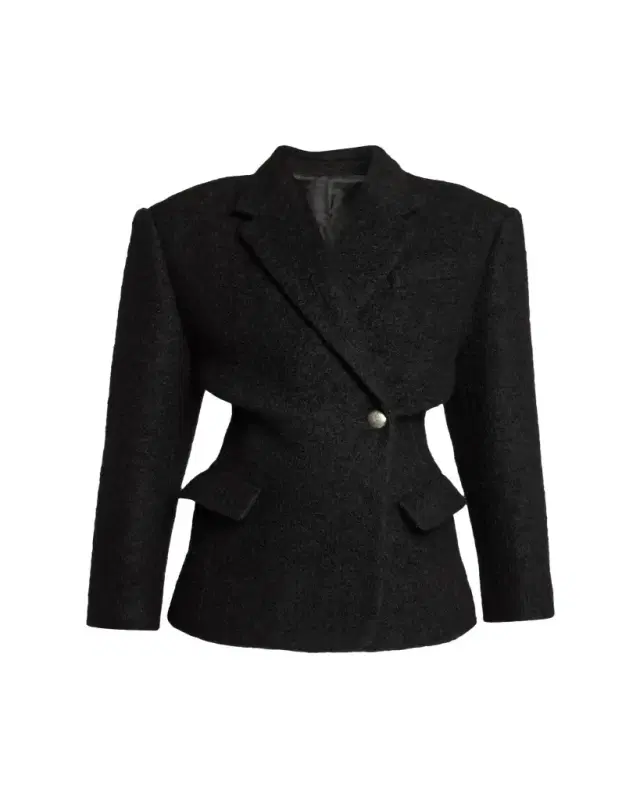 Gallie Double-Breasted Boucle Waisted Coat