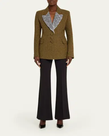 Rabanne Sequin Lapel Wool Single-Breasted Jacket | Thumbnail 2 Rabanne Sequin Lapel Wool Single-Breasted Jacket | Thumbnail 2