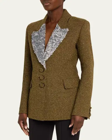Rabanne Sequin Lapel Wool Single-Breasted Jacket | Thumbnail 4 Rabanne Sequin Lapel Wool Single-Breasted Jacket | Thumbnail 4