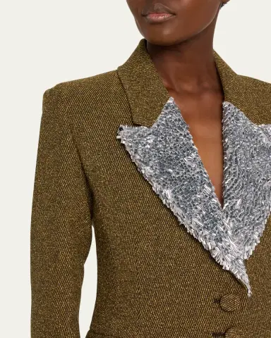 Rabanne Sequin Lapel Wool Single-Breasted Jacket | Thumbnail 5 Rabanne Sequin Lapel Wool Single-Breasted Jacket | Thumbnail 5