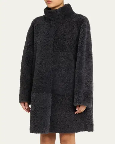 Lafayette 148 New York Stand-Collar Reversible Shearling Coat | Thumbnail 4 Lafayette 148 New York Stand-Collar Reversible Shearling Coat | Thumbnail 4