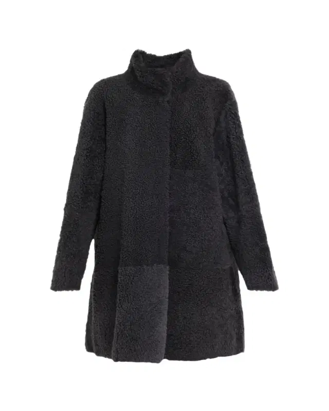 Stand-Collar Reversible Shearling Coat
