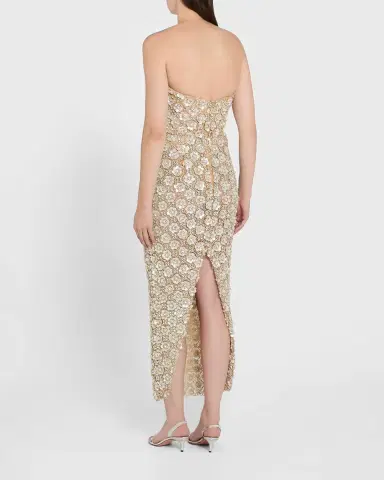 Oscar de la Renta Sweetheart Strapless Pearly Embroidered Column Gown | Thumbnail 2 Oscar de la Renta Sweetheart Strapless Pearly Embroidered Column Gown | Thumbnail 2