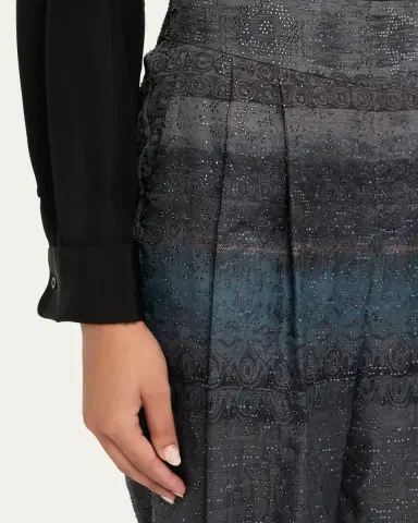 Giorgio Armani Embroidered Geo-Print Wook Straight-Leg Crop Trousers | Thumbnail 5