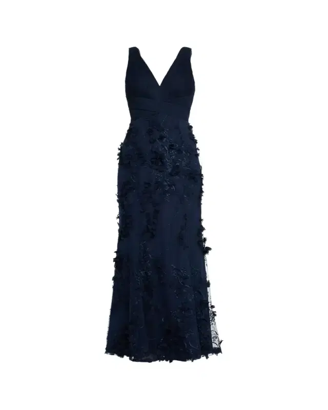 Embroidered Floral Applique Gown