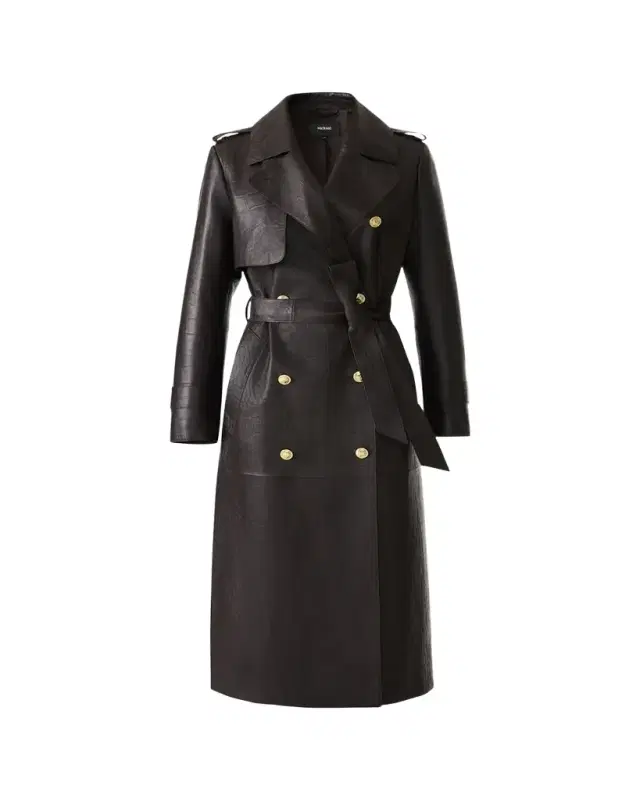 Gael-NV Croc-Embossed Leather Trench Coat