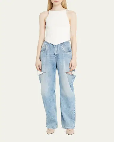 Courrèges Rib-Knit Tank Top with Pointed Hem | Thumbnail 2