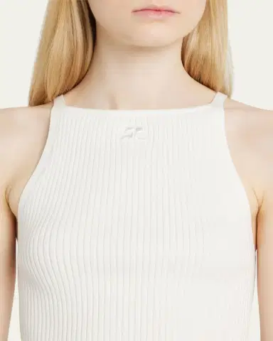 Courrèges Rib-Knit Tank Top with Pointed Hem | Thumbnail 5