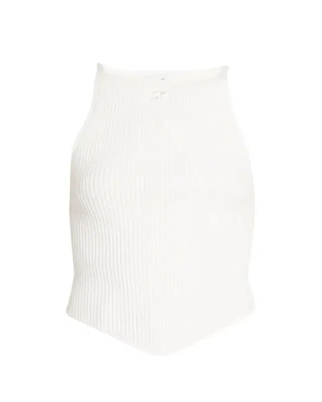 Rib-Knit Tank Top with Pointed Hem
