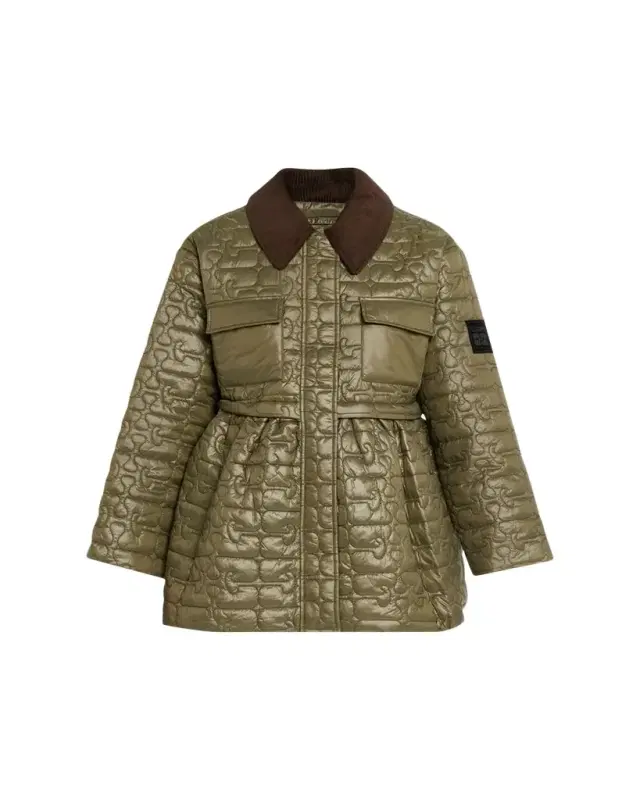 Quilted Logo Midi Coat