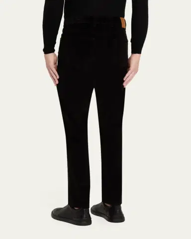 ZEGNA Men's Dark Gray Corduroy Straight-Leg Jeans | Thumbnail 3