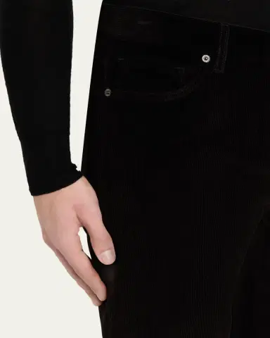 ZEGNA Men's Dark Gray Corduroy Straight-Leg Jeans | Thumbnail 5
