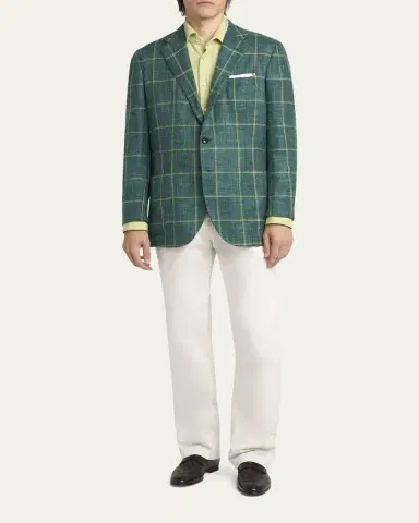 Kiton Men's Windowpane Check Single-Breasted Sport Coat | Thumbnail 2