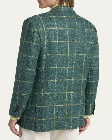Kiton Men's Windowpane Check Single-Breasted Sport Coat | Thumbnail 3