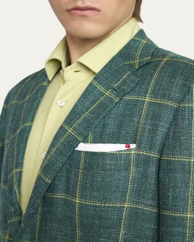Kiton Men's Windowpane Check Single-Breasted Sport Coat | Thumbnail 5