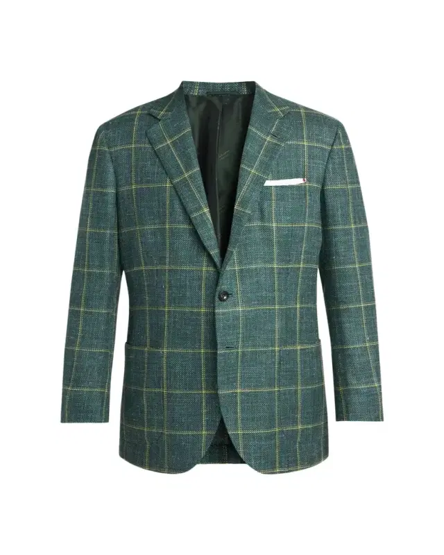 Kiton Men's Windowpane Check Single-Breasted Sport Coat