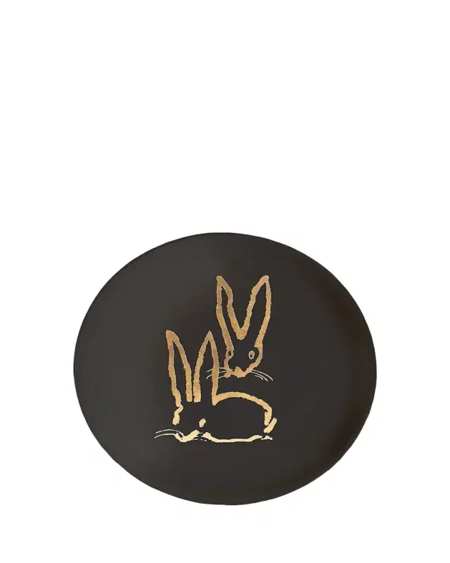 Hunt Slonem Royal Rabbit Gold Leaf and Lacquer Tray