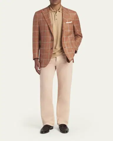 Kiton Men's Windowpane Check Single-Breasted Sport Coat | Thumbnail 2