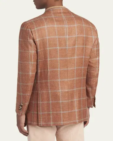 Kiton Men's Windowpane Check Single-Breasted Sport Coat | Thumbnail 3