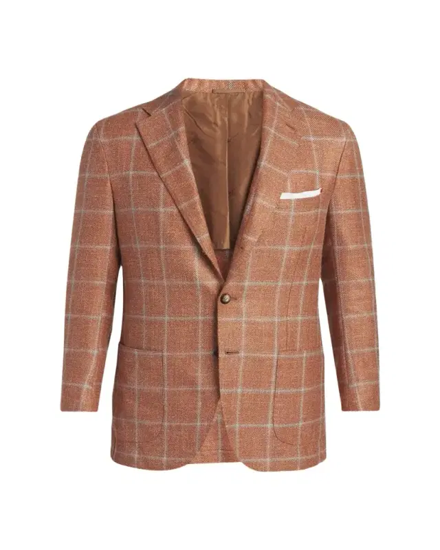 Kiton Men's Windowpane Check Single-Breasted Sport Coat