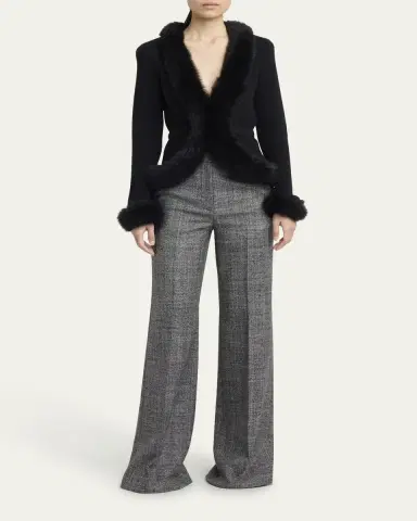 Valentino Garavani Sheep Shearling-Trim Cashmere Knit Jacket | Thumbnail 2 Valentino Garavani Sheep Shearling-Trim Cashmere Knit Jacket | Thumbnail 2