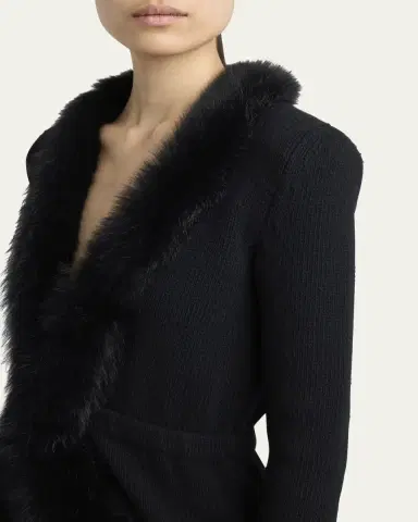 Valentino Garavani Sheep Shearling-Trim Cashmere Knit Jacket | Thumbnail 5 Valentino Garavani Sheep Shearling-Trim Cashmere Knit Jacket | Thumbnail 5