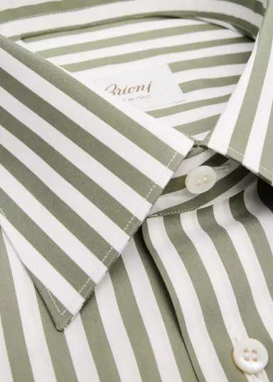 Brioni Men's Cotton Candy Stripe Point Collar Dress Shirt | Thumbnail 2