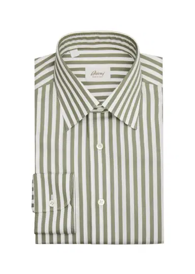 Brioni Men's Cotton Candy Stripe Point Collar Dress Shirt | Thumbnail 3