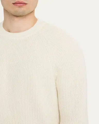 Brunello Cucinelli Men's Cotton Rib Crewneck Sweater | Thumbnail 5