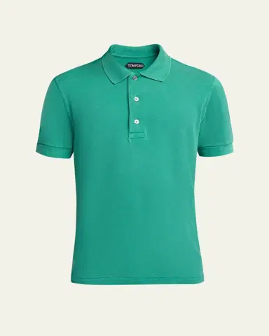 Tom Ford Men's Lyocell Pique Polo Shirt | Thumbnail 6 Tom Ford Men's Lyocell Pique Polo Shirt | Thumbnail 6