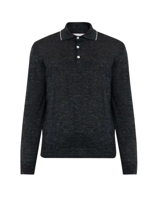 Brunello Cucinelli Men's Cashmere Tipped-Collar Polo Sweater