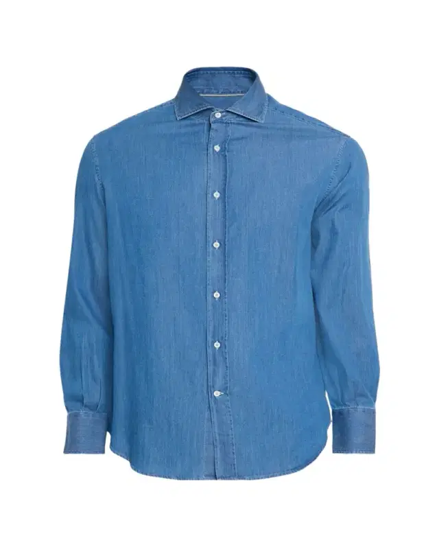Men's Cotton Denim Button-Down Shirt