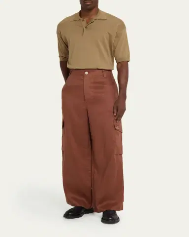 Marni Men's Linen Wide-Leg Cargo Pants | Thumbnail 2