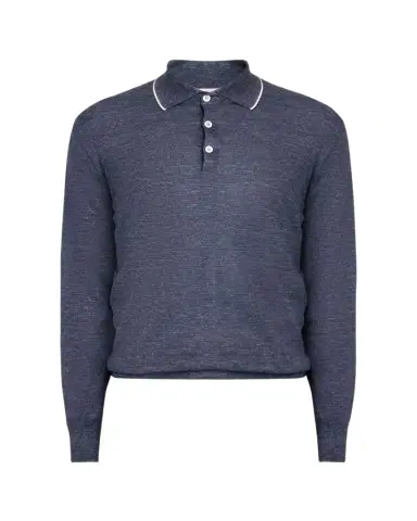 Brunello Cucinelli Men's Cashmere Tipped-Collar Polo Sweater | Thumbnail 1