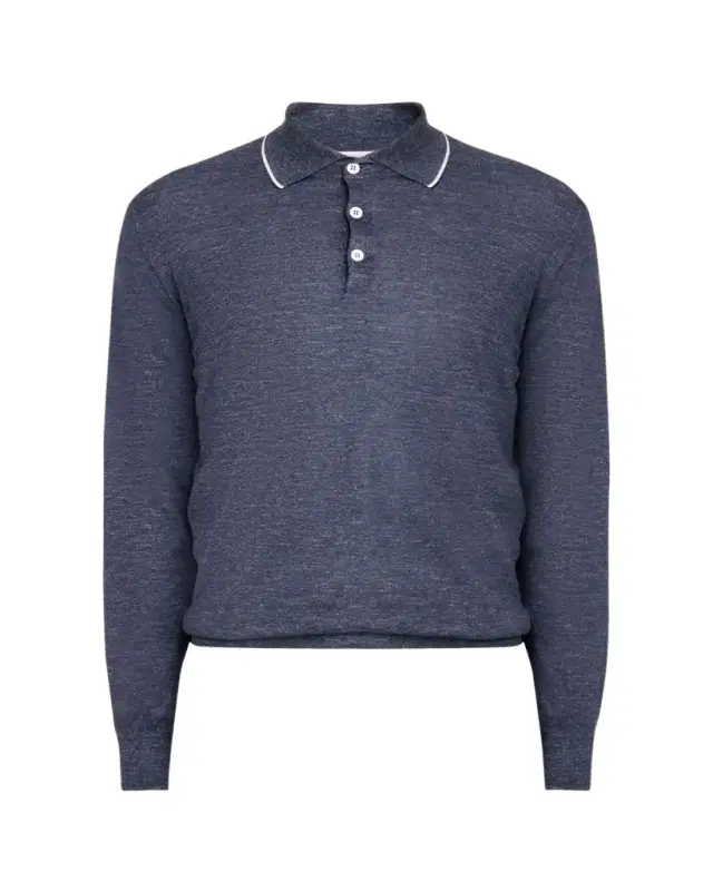 Brunello Cucinelli Men's Cashmere Tipped-Collar Polo Sweater