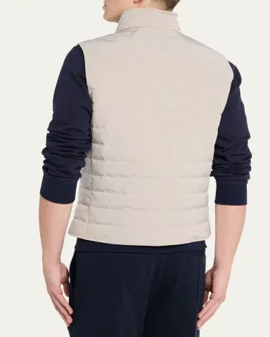 Brunello Cucinelli Men's Bonded Nylon Down Vest | Thumbnail 3