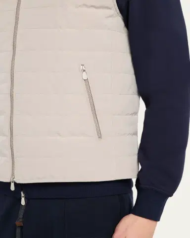 Brunello Cucinelli Men's Bonded Nylon Down Vest | Thumbnail 5