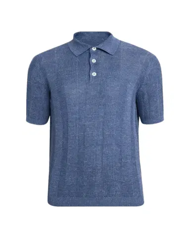 Brunello Cucinelli Men's Linen and Cotton Ribbed Short-Sleeve Polo Sweater | Thumbnail 1