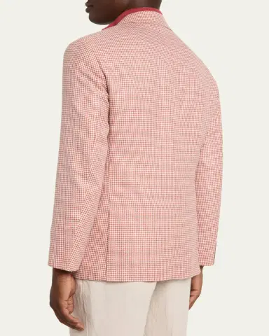 Brunello Cucinelli Men's Wool, Silk and Linen Houndstooth Sport Coat | Thumbnail 3