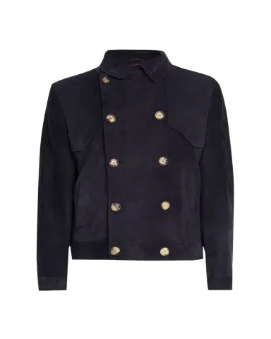 Brunello Cucinelli Men's Double-Breasted Leather Jacket | Thumbnail 1